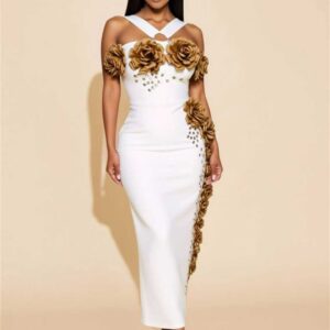 Floral Embellished Bodycon Dress - Image 1
