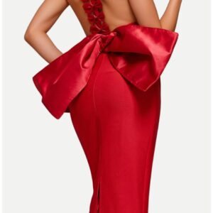 Red Sexy Bow Evening Dresses - Image 2