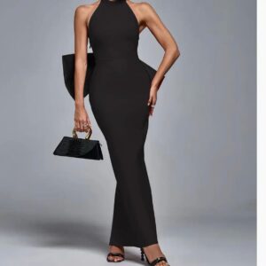 Sexy Bow Black Evening Dresses - Image 1