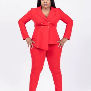 Red Double-Breasted Pant Suit - Image 1