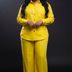 Aura Linen Co-Ord Set in yellow - Image 1