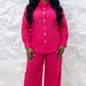 Aura Linen Co-Ord Set in pink - Image 1