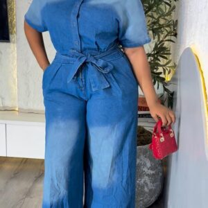 Two-Tone Ombre Denim Jumpsuit - Image 1