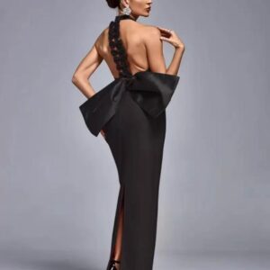 Black Corset Peplum Gown - Image 1