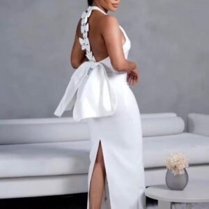 White Corset Peplum Gown - Image 1