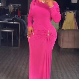 Ruched maxi dress with a brooch detail - Image 1