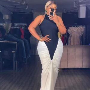 Two-tone halter-neck maxi dress - Image 1