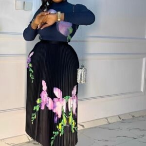 Floral pleated midi skirt set - Image 1