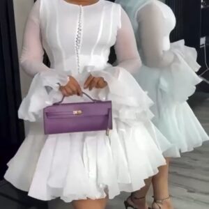 Tiered ruffle-sleeve mini dress - Image 1