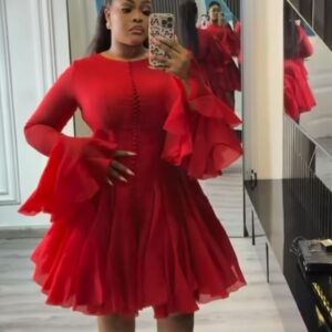 Tiered ruffle-sleeve mini dress - Image 1