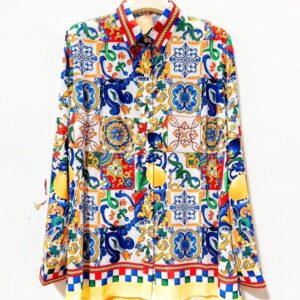 Baroque-print silk shirt - Image 1