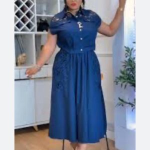 Embroidered cut-out midi shirt dress - Image 2